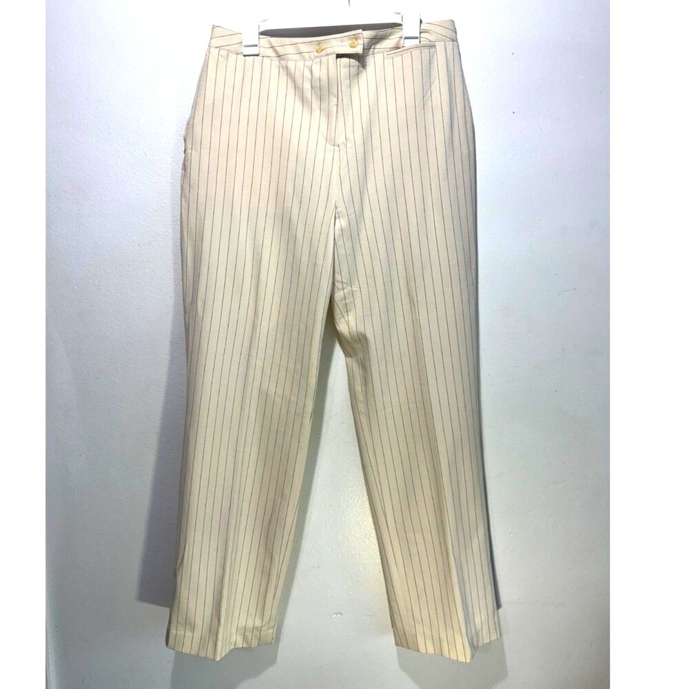 Haley Pinch a penny stripe pants trouser career business wide leg beige women 16